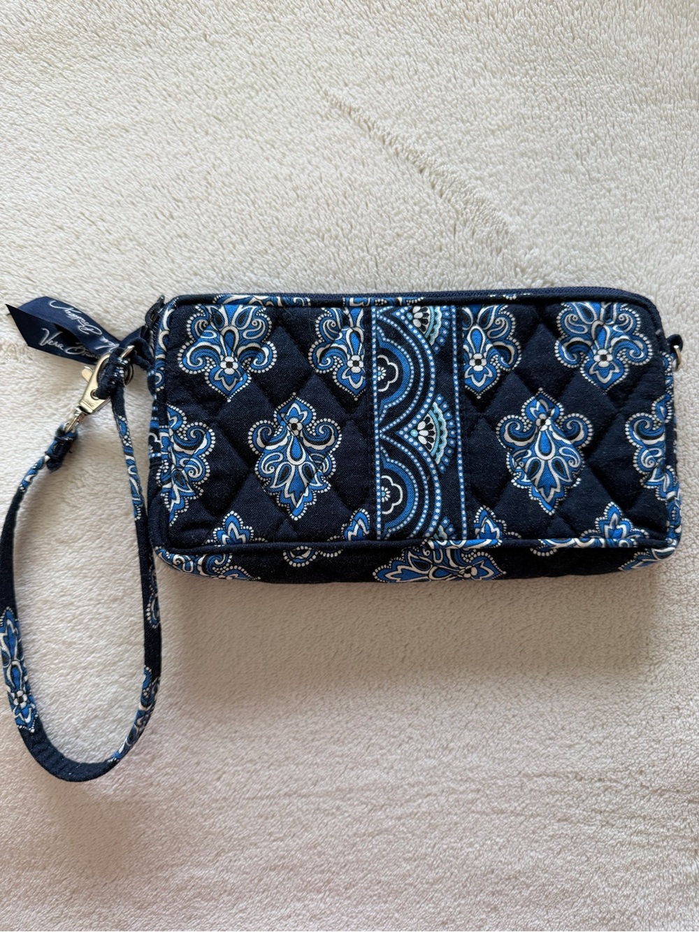 Vera Bradley Black and Blue Quilted Wristlet
